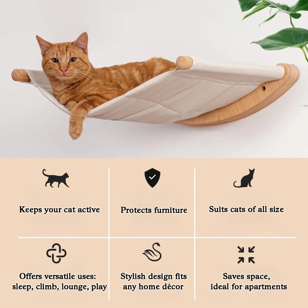 🐾 Wall-Mounted Cat Hammock with Steps – Cozy, Space-Saving Cat Shelf