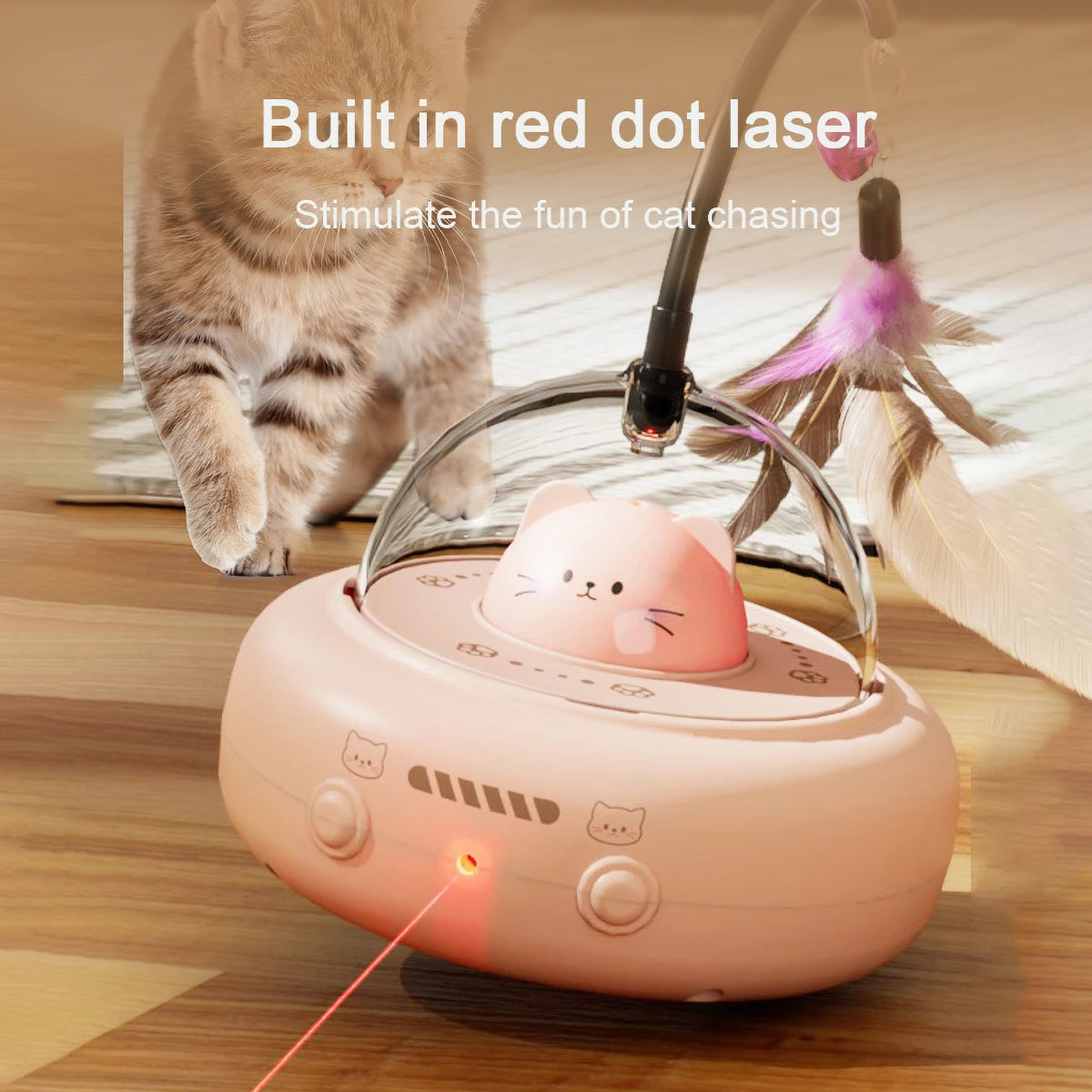 Intelligent Red Dot Laser Cat Toy – Rainbow Light & Obstacle Avoidance Teaser