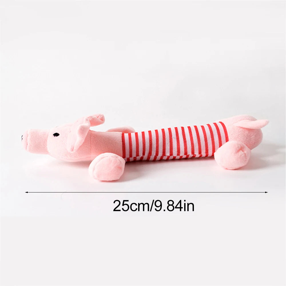 Stuffingless Plush Squeaky Dog Toy – Durable Animal Toy with Crinkle & Squeakers