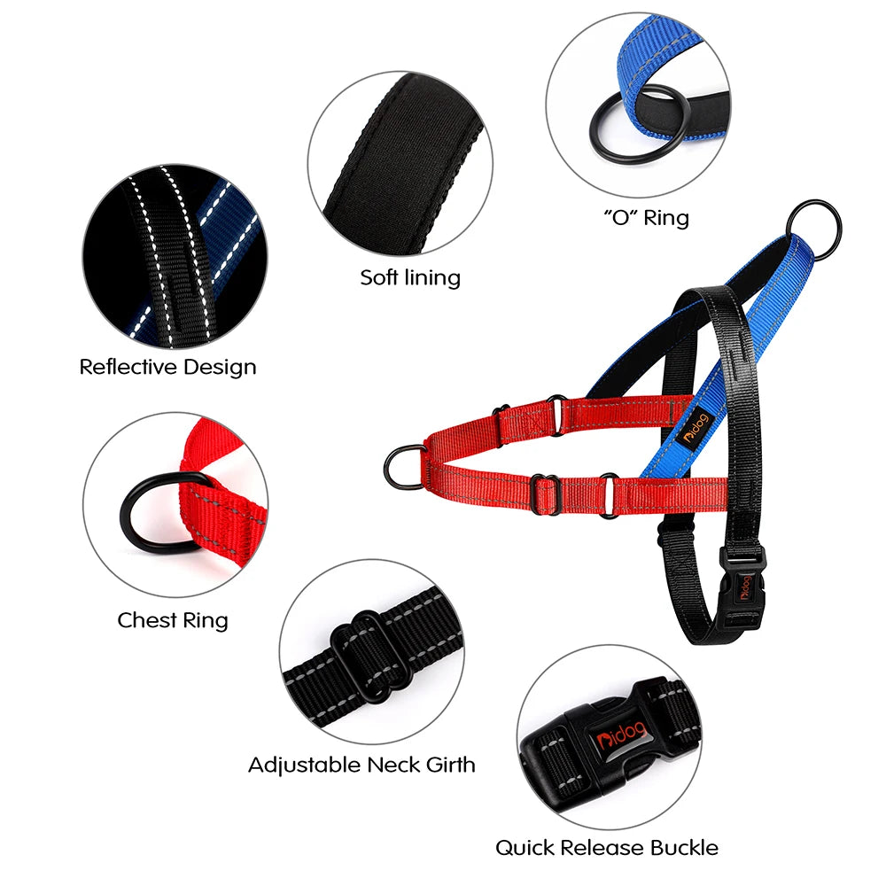 🐶 Reflective No-Pull Nylon Dog Harness – Adjustable Vest for Small to Large Dogs 🐾