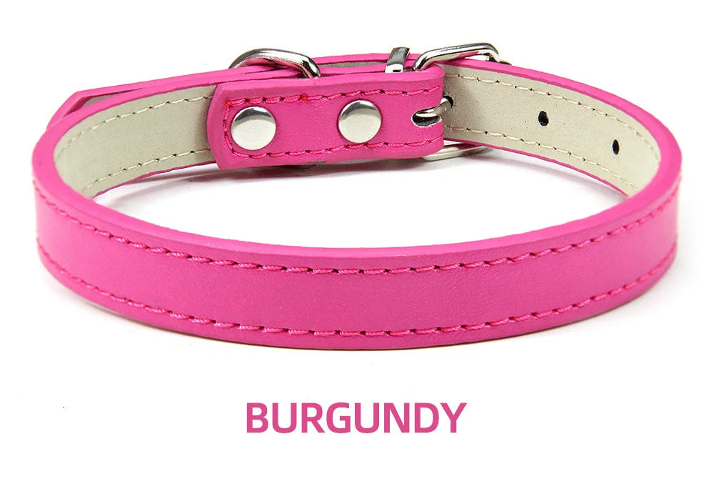 Soft Leather Adjustable Dog Collar – Safe & Stylish for Dogs and Cats