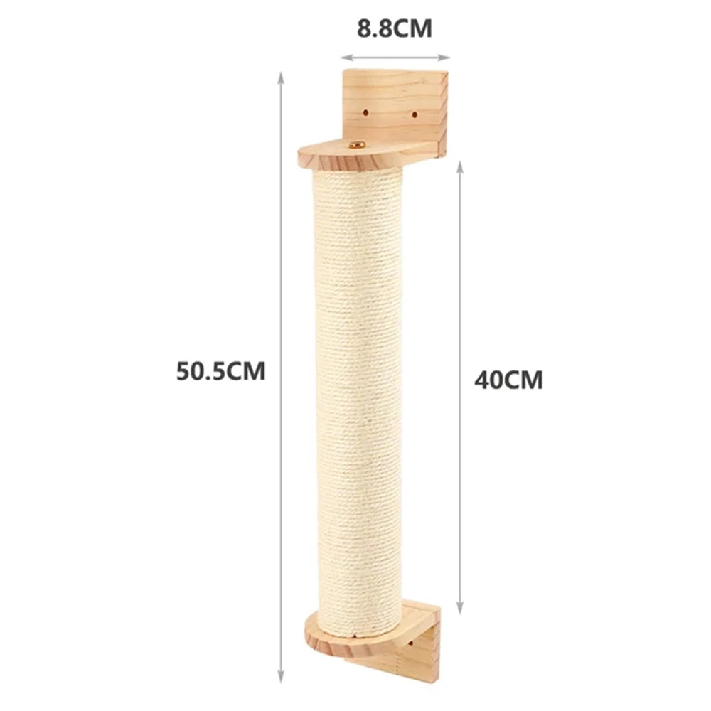 🐾 Wall-Mounted Cat Climbing Rope with Solid Wooden Pedals – Indoor Kitten Training & Claw Grinding Furniture