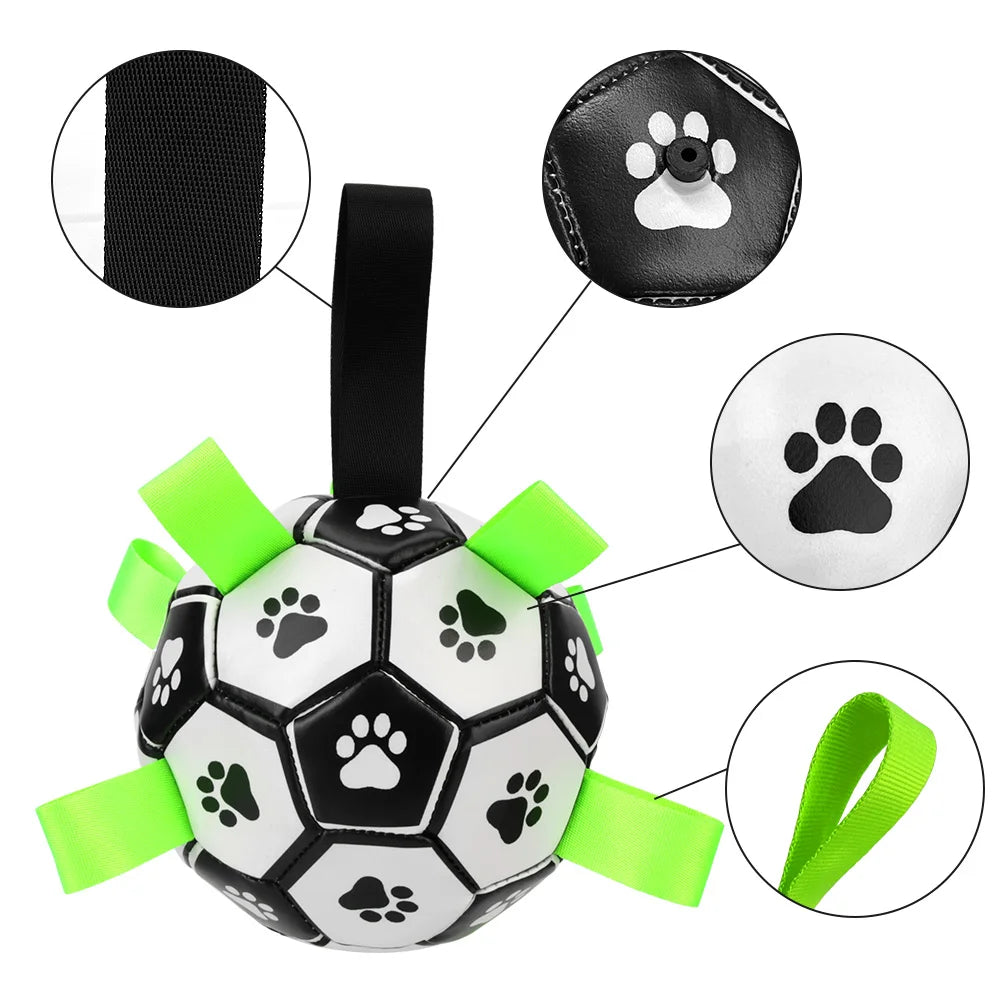 Interactive Dog Soccer Ball Toy with Grab Tabs – Durable Outdoor Pet Football for Puppies & Medium