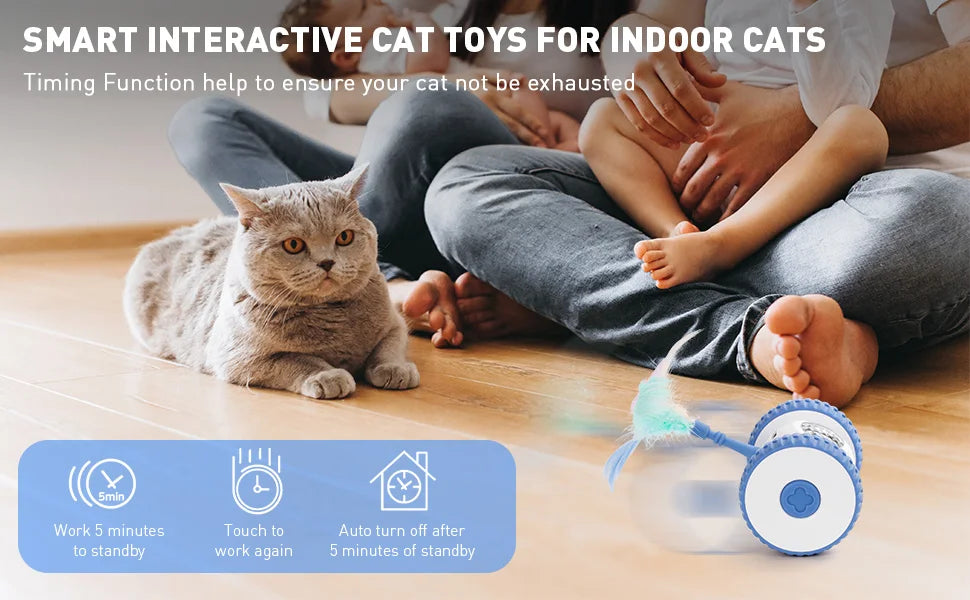 Smart Sensing Feather Cat Toy – USB Rechargeable