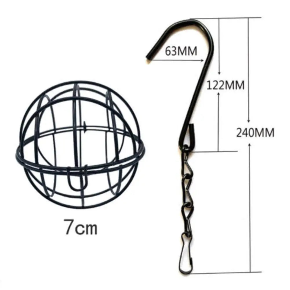 Metal Fat Ball Bird Feeder – Outdoor Hanging Holder with Hook for Garden Wild Birds