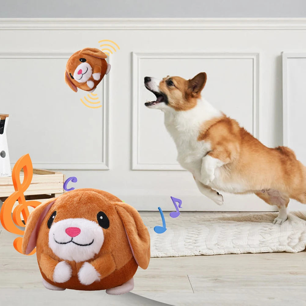 Electronic Bouncing Music Dog Ball – Plush Interactive Chew Toy 🎶🐾
