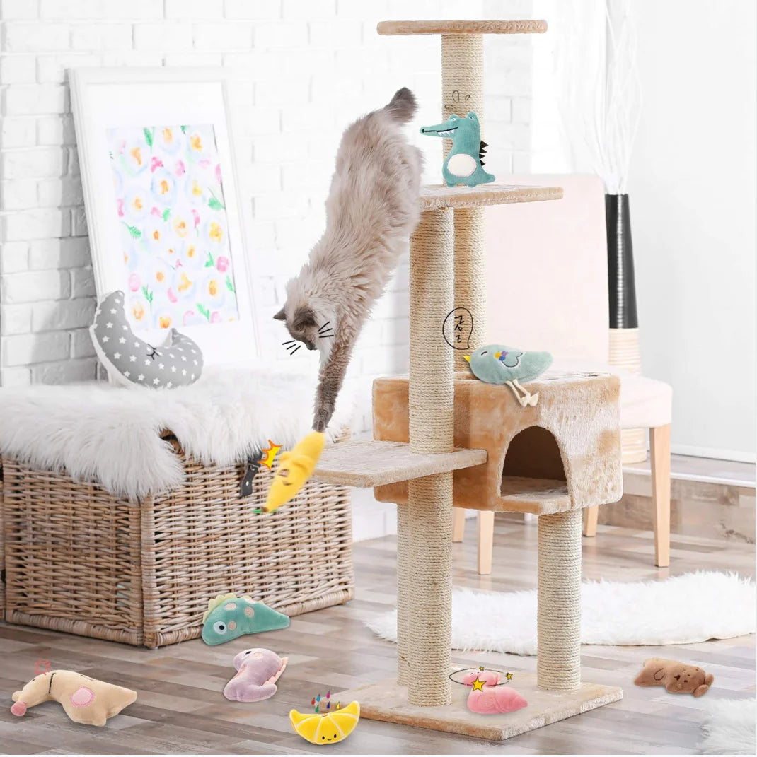 Cartoon Plush Cat Molar Bite Toy – Interactive Chew Toy for Cats