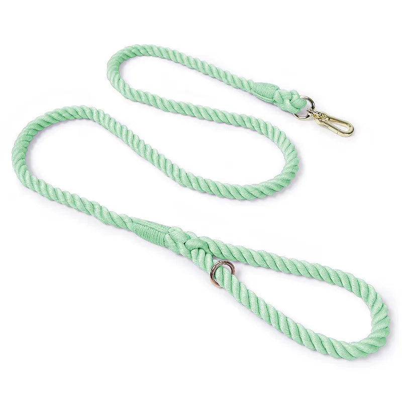 Hand-Woven Gradient Dog Leash – Multi-Function Cotton Rope Lead for Outdoor Walking & Training