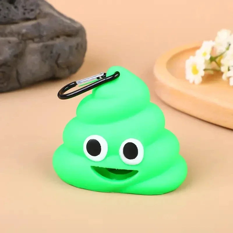Funny Poop-Shaped Dog Waste Bag Dispenser – Portable Poop Bag Holder with Clip for Leash, Outdoor Walking & Travel