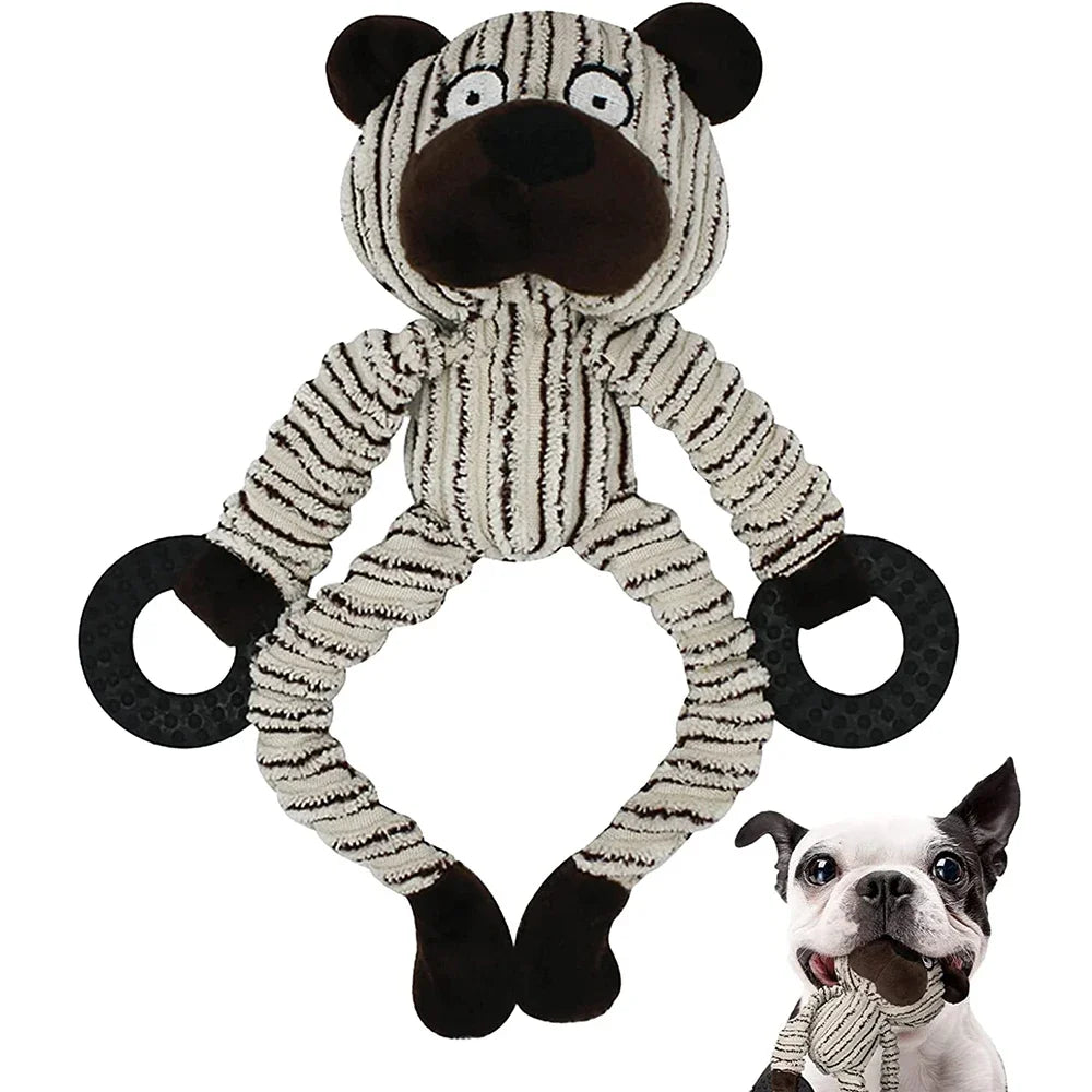 Monkey Plush Puppy Toy – Squeaky Chew & Training Toy for Small Dogs 🐵🐶
