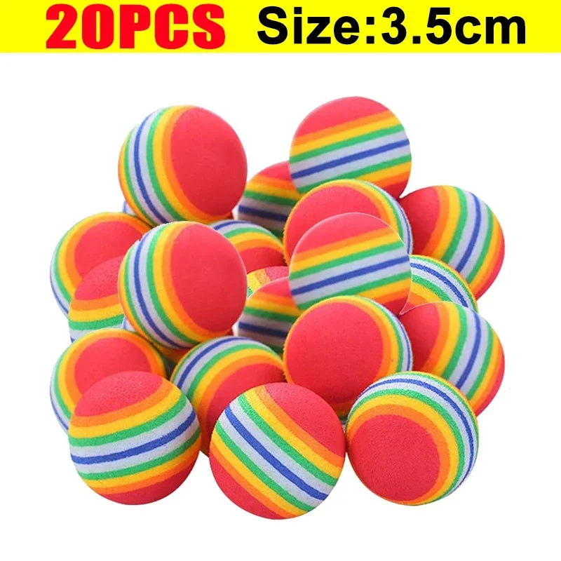 10/100PCS Rainbow EVA Pet Toy Balls – Interactive Jumping Cat & Dog Training Balls