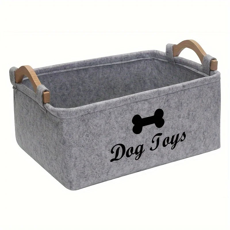 Felt Pet Toy Storage Box – Dog Toy Organizer Basket for Toys, Blankets, Leashes & Pet Supplies