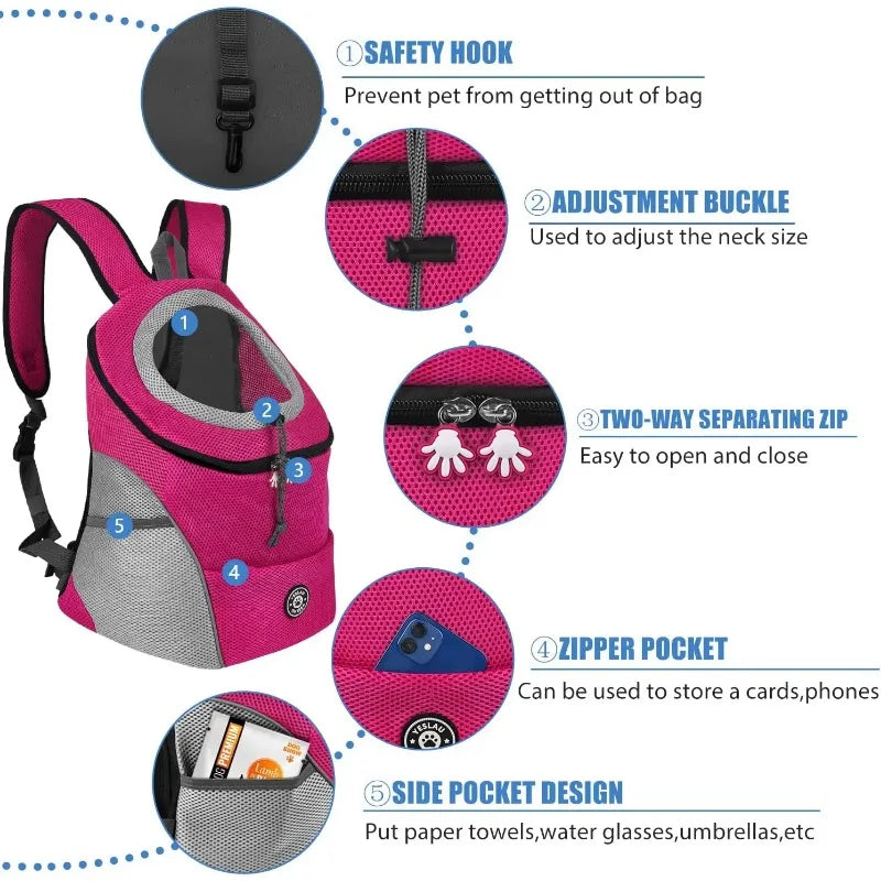 Double Shoulder Pet Carrier Backpack – Portable Mesh Dog Travel Bag for Outdoor Adventures