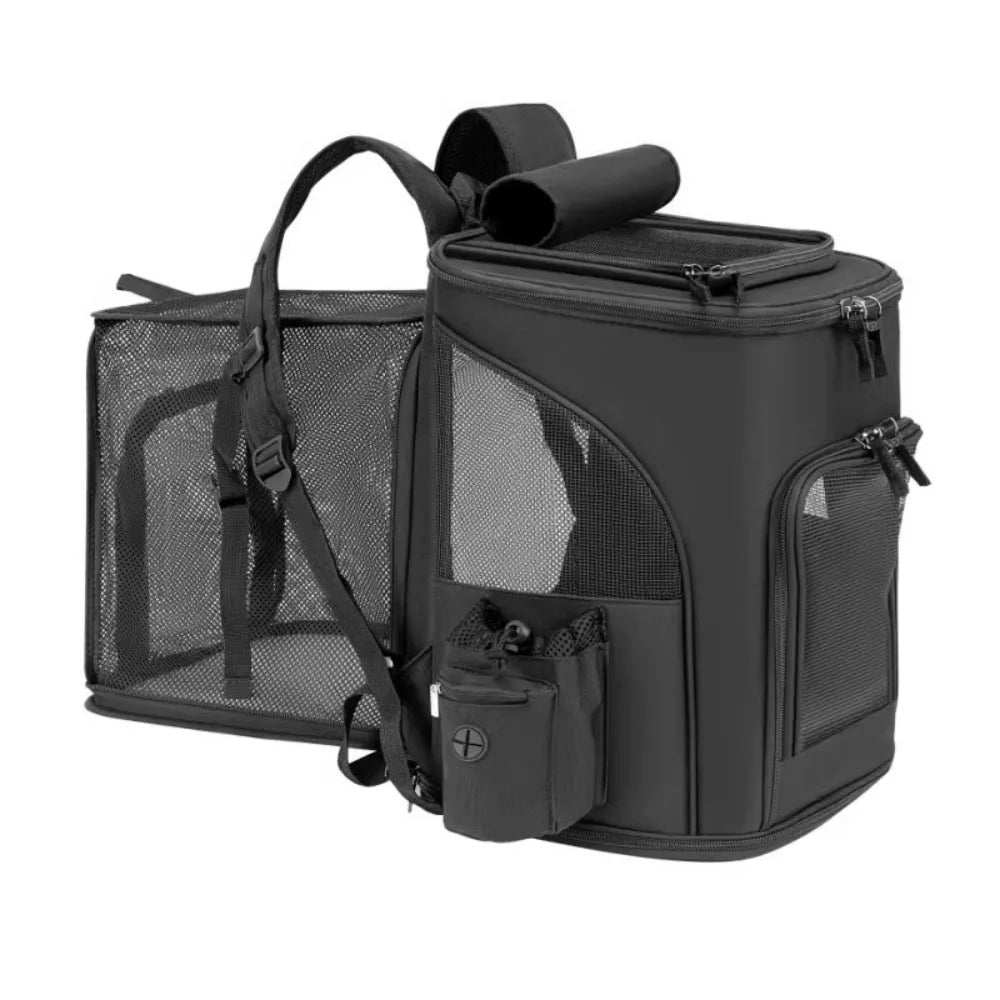 Breathable Expandable Pet Carrier Backpack – Foldable Cat & Dog Travel Bag with Large Capacity for Outdoor Trips & Vet Visits