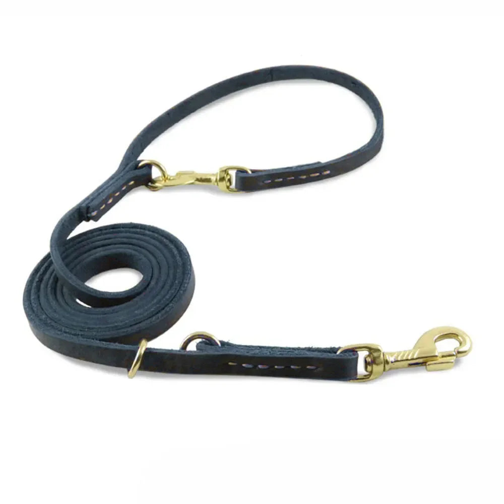 🐕 Genuine Leather Hands-Free Service Dog Leash – 7-in-1 Multi-Function Crossbody Pet Lead