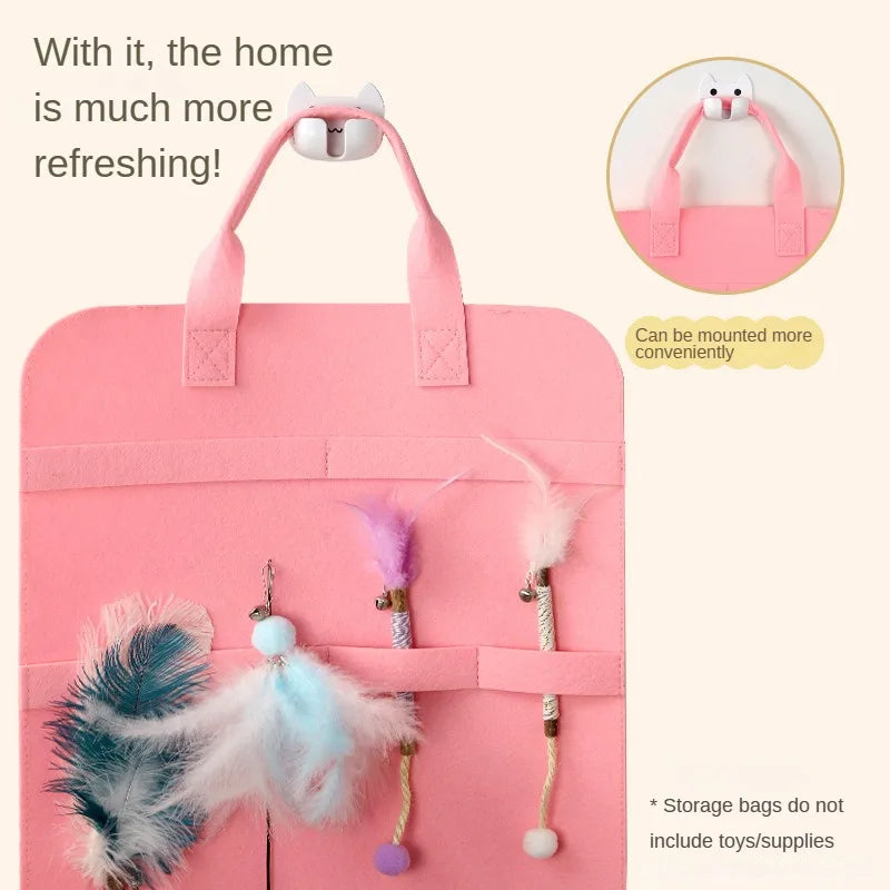 🐾 Pet Storage Bag – Cat & Dog Toy Organizer for Catnip, Sticks, Combs & More