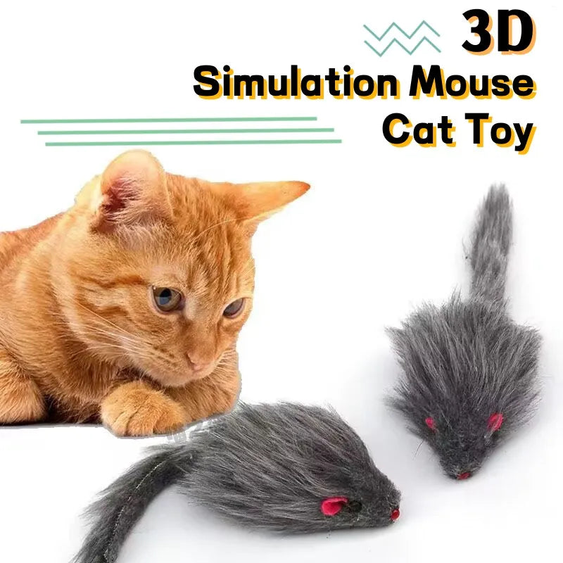 5PCS Plush Simulation Mouse Cat Toys – Interactive Teasing Toy for Cats