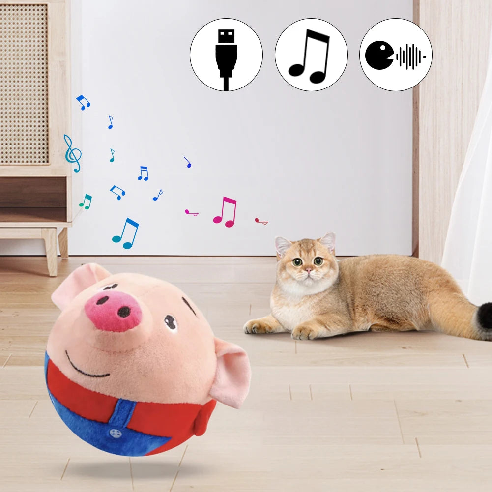 USB Rechargeable Talking Plush Dog Toy Ball – Interactive Bouncing Singing Pet Toy