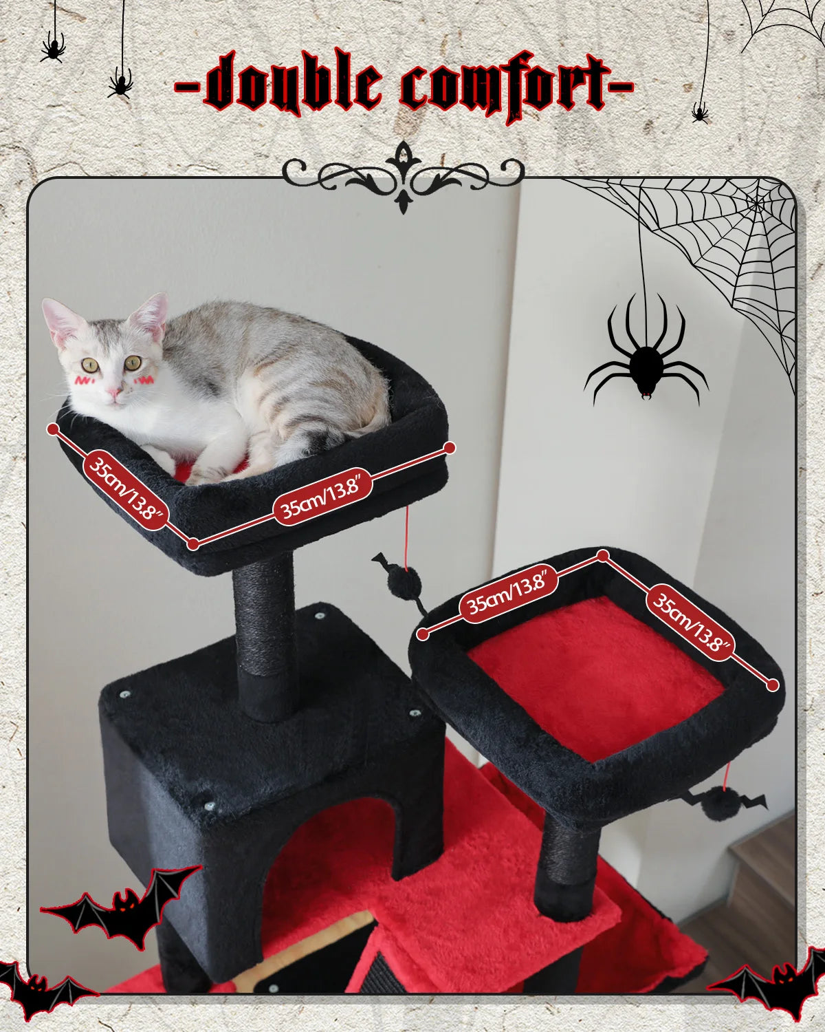 🐾 H180CM Large Cat Tree – Multi-Level Tower with Condos, Perches, Hammock & Sisal Posts