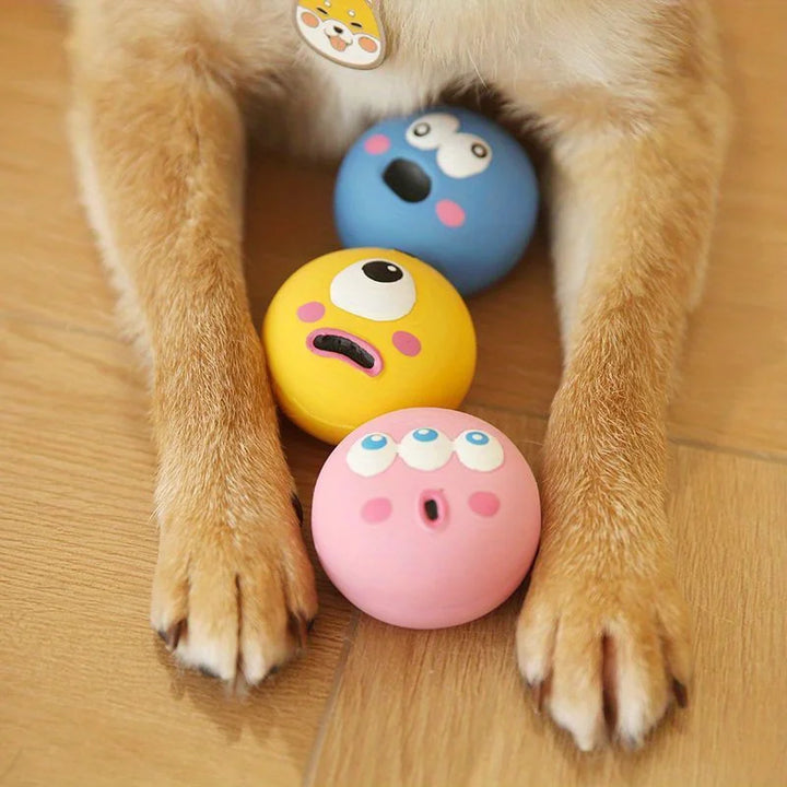 Squeaky Eyeball Dog Toy – Durable Latex Chew Ball | Interactive Training Sound Toy for Pets