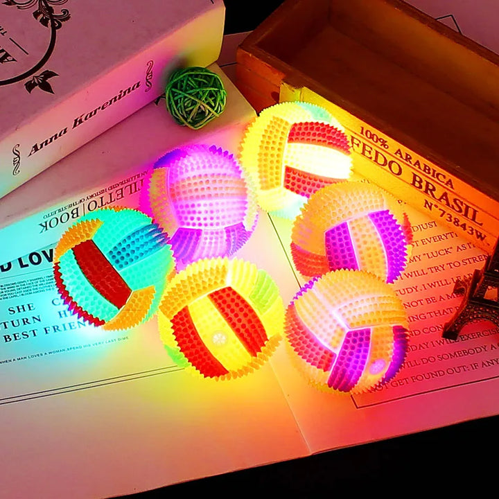 LED Glowing Ball Dog Toy – Bouncy Chew Ball for Puppies & Small Dogs, Colorful Light Molar Toy for Interactive Pet Play