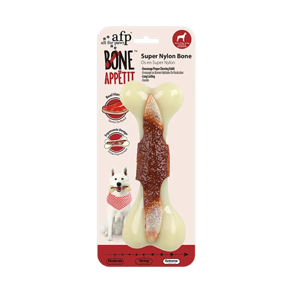 For Paws™ Nearly Indestructible Dog Bone – Beef-Flavored Nylon Chew Toy for Aggressive Chewers