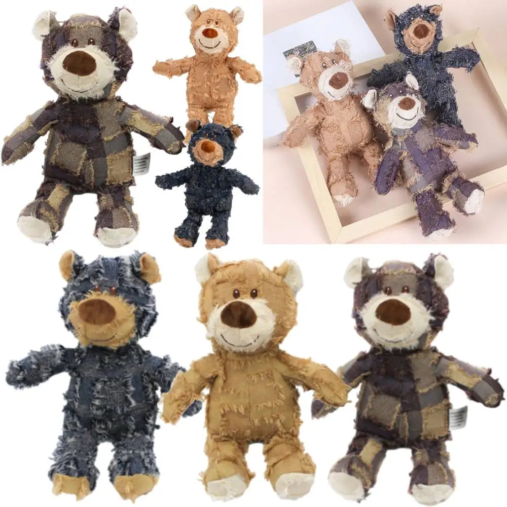 Bear-Shaped Companion Chew Toy – Indestructible Squeaky Plush for Small & Large Dogs