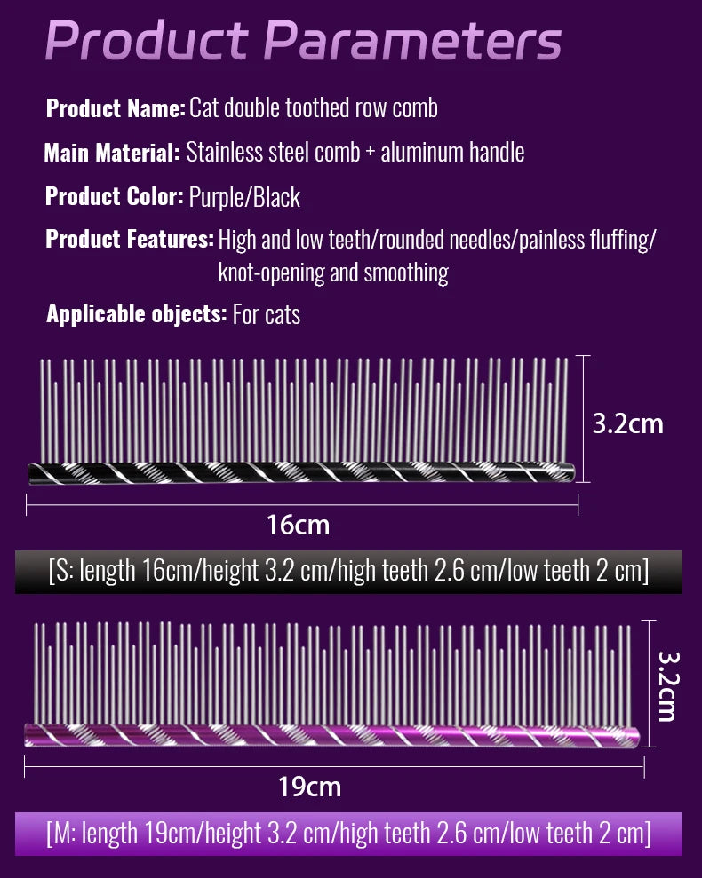 Fenice Cat Grooming Comb – Stainless Steel Pins