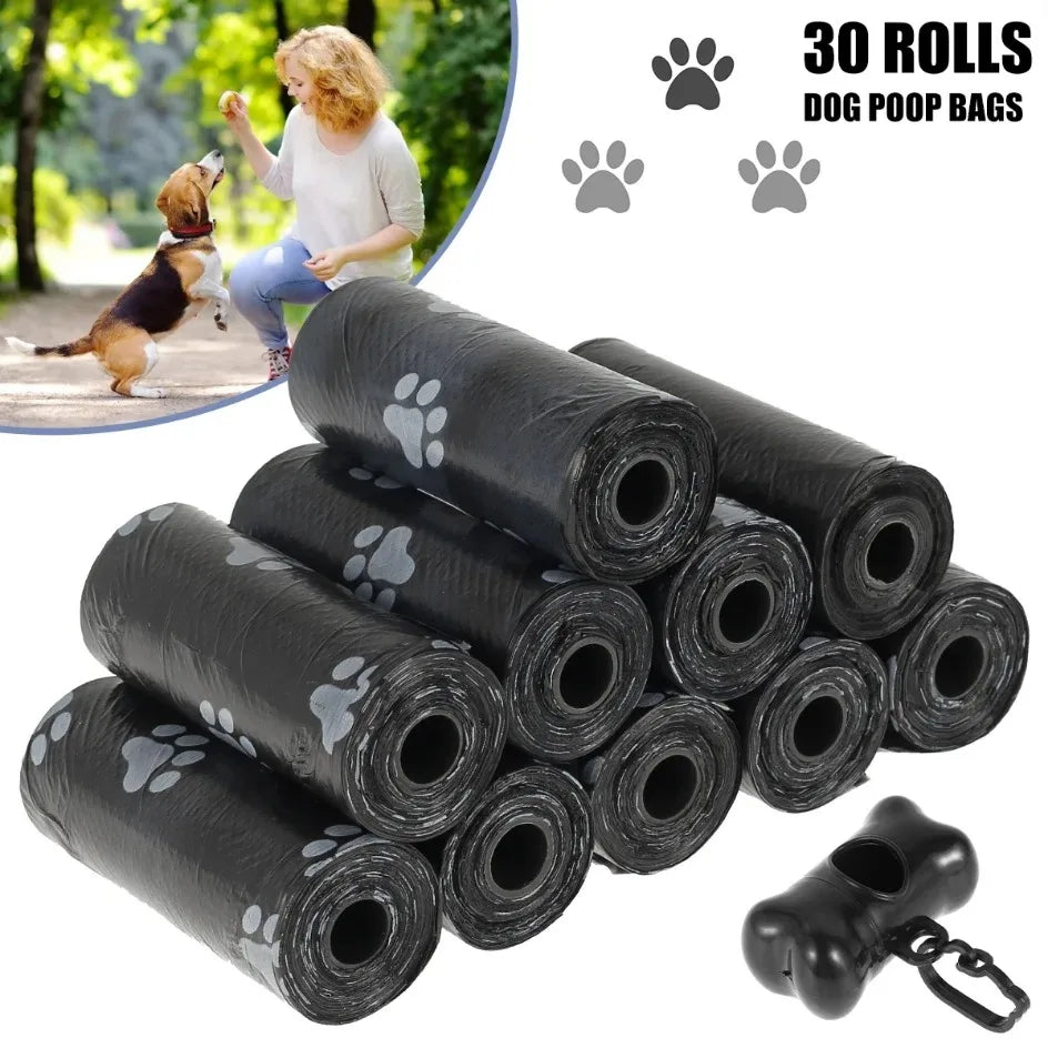 10/30 Roll Dog Poop Bags – Leak-Proof Pet Waste Bags for Outdoor Cleaning, 15 Bags per Roll Refill Garbage Bag Set