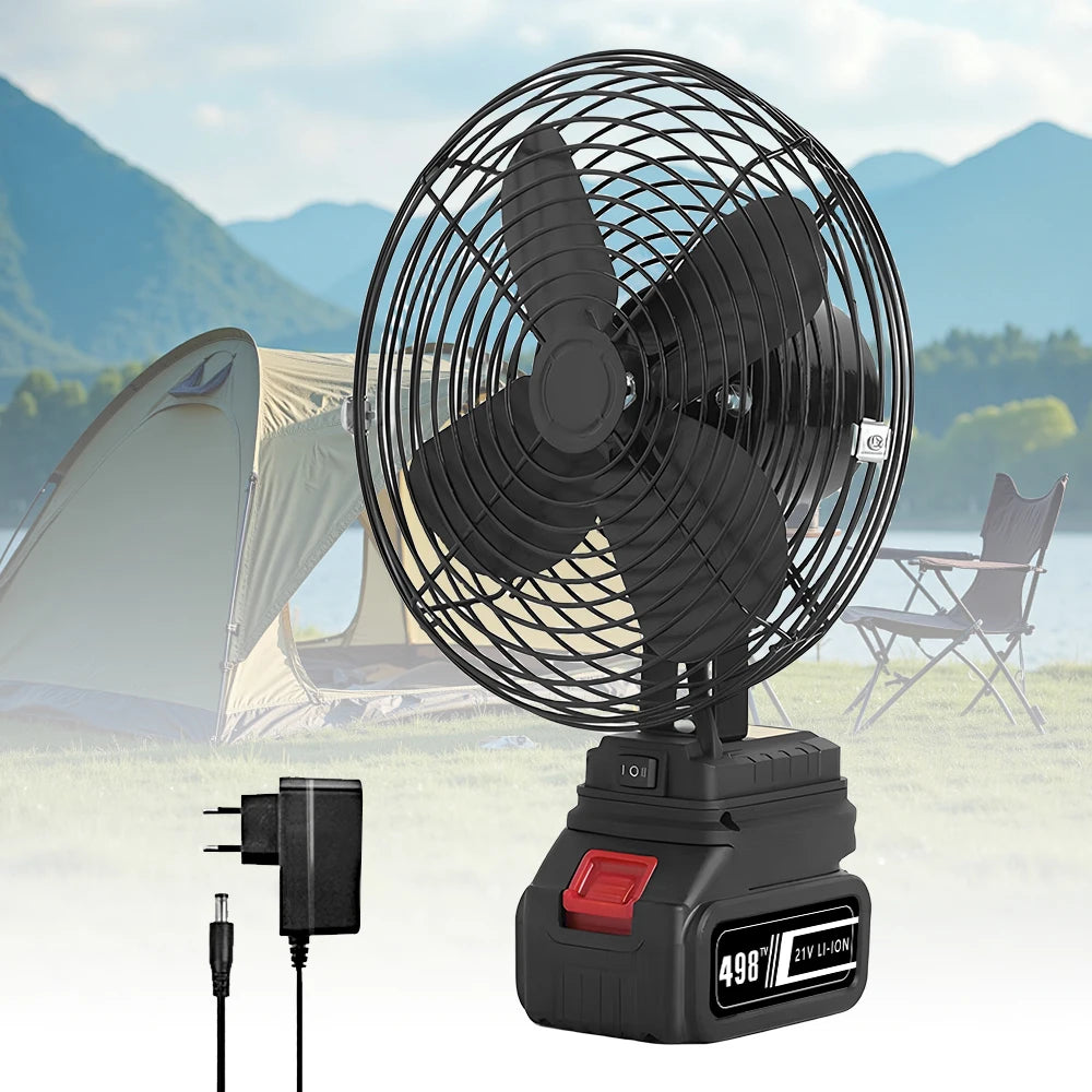 10000/20000mAh Wireless Camping Fan – 6-Inch Portable Outdoor Metal Fan for Fishing, Travel, Desktop Use – Compatible with Makita 20V Battery
