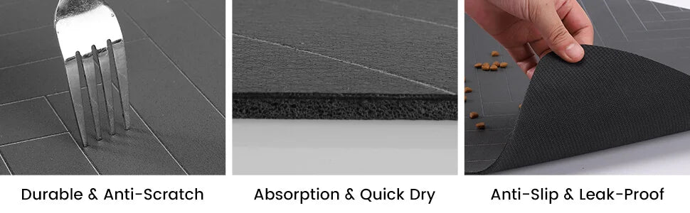 Absorbent Pet Feeding Mat with Waterproof Rubber Backing – Quick Dry Placemat for Dog & Cat Bowls