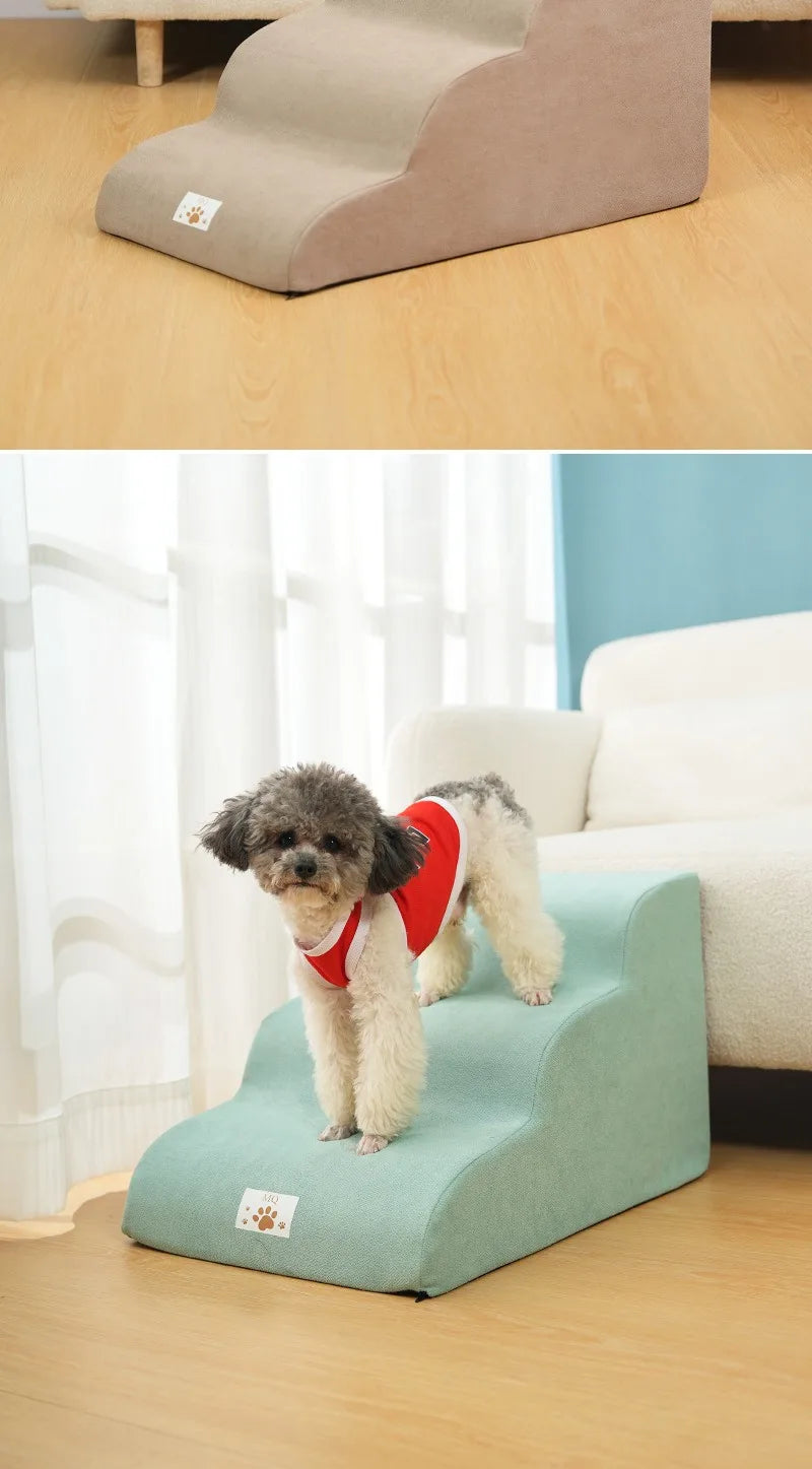 Pet Ramp Stairs – 2/3 Step Dog & Cat Ladder with Washable Cover