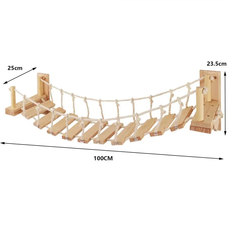 Cat Tree Wall Mounted Climbing Shelves – Wooden Hammock, Ladder & Bridge Indoor Cat Playground 🐾