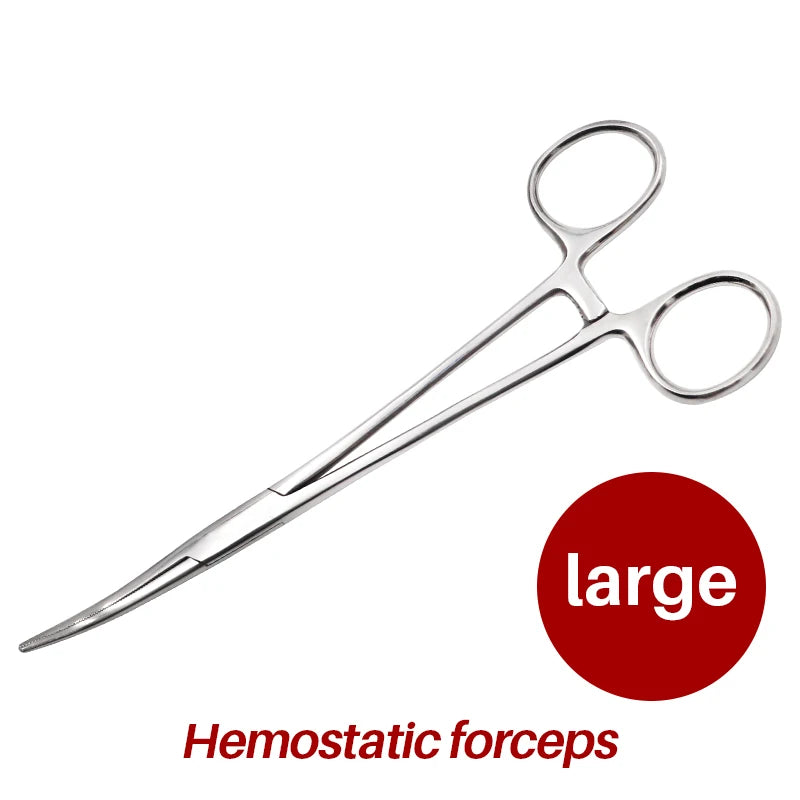 Stainless Steel Hemostatic Clamp Forceps – 18cm/16cm/14cm Straight & Curved Tips Surgical Tools