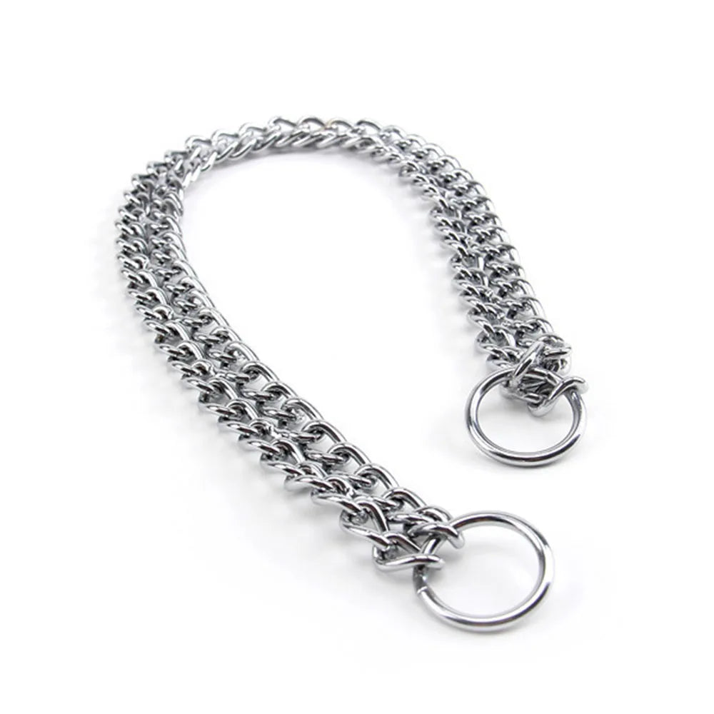 Double Row Stainless Steel Choke Collar – Adjustable Slip P Chain Dog Training Collar for Medium & Large Dogs