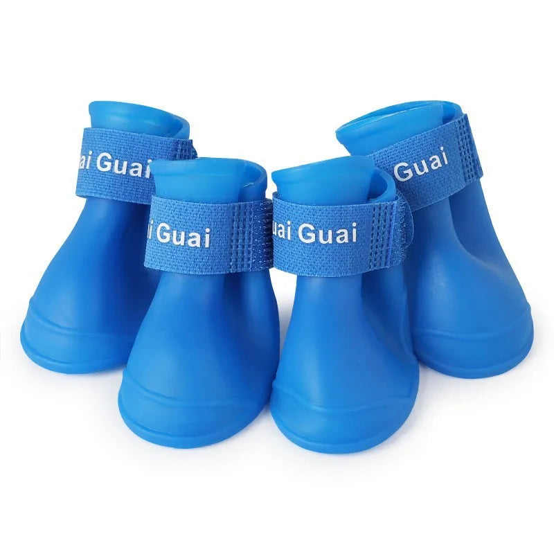 4Pcs Waterproof Dog Rain Shoes – Anti-Slip Rubber Boots for Small, Medium & Large Dogs