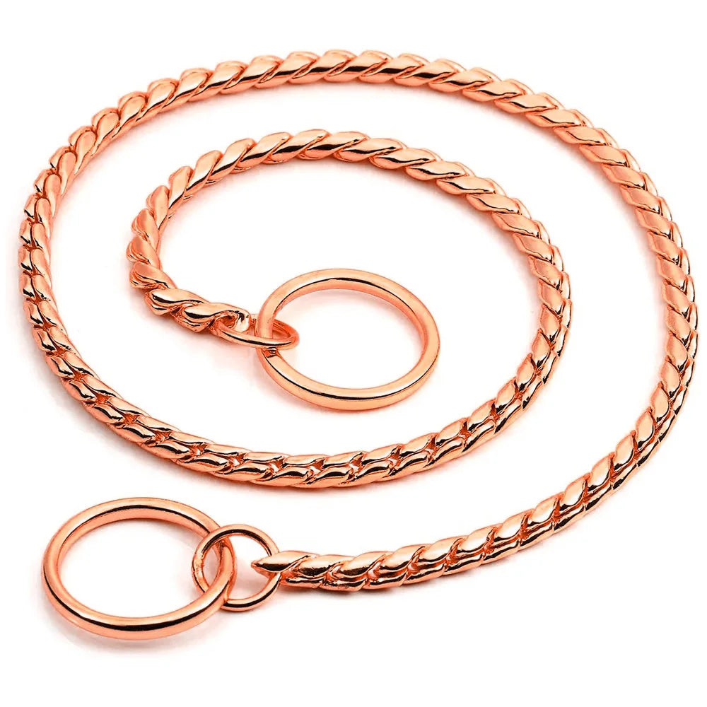 Dog Snake Chain Choke Collar – Metal Slip P Chain for Training & Walking