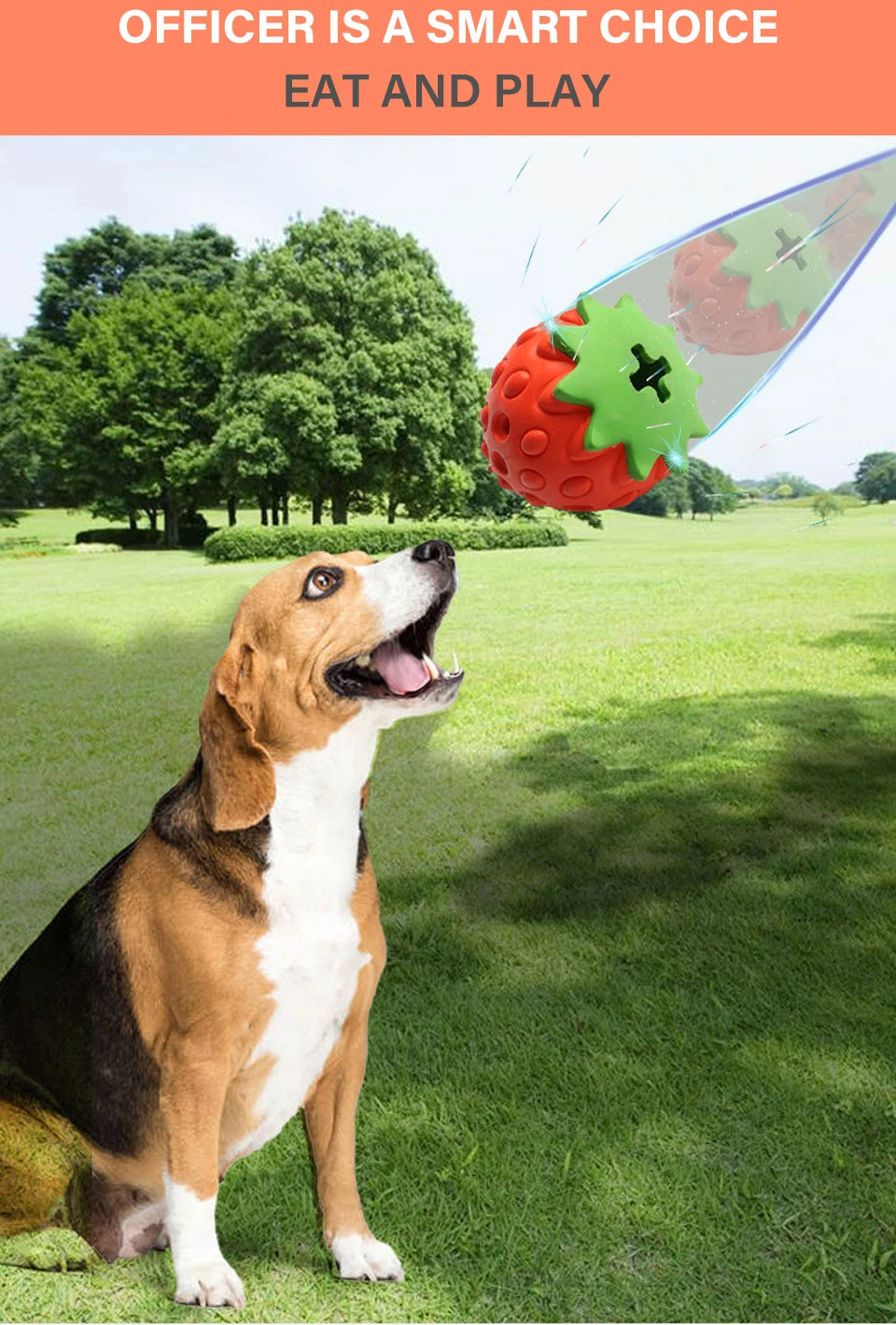 DualPet Strawberry-Shaped Dog Chew Toy – Durable Rubber Food Dispenser for Interactive Play