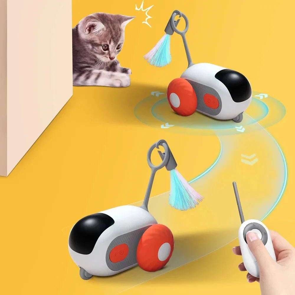 Smart Rechargeable Moving Electric Cat Toy – Remote-Controlled Interactive Training Car