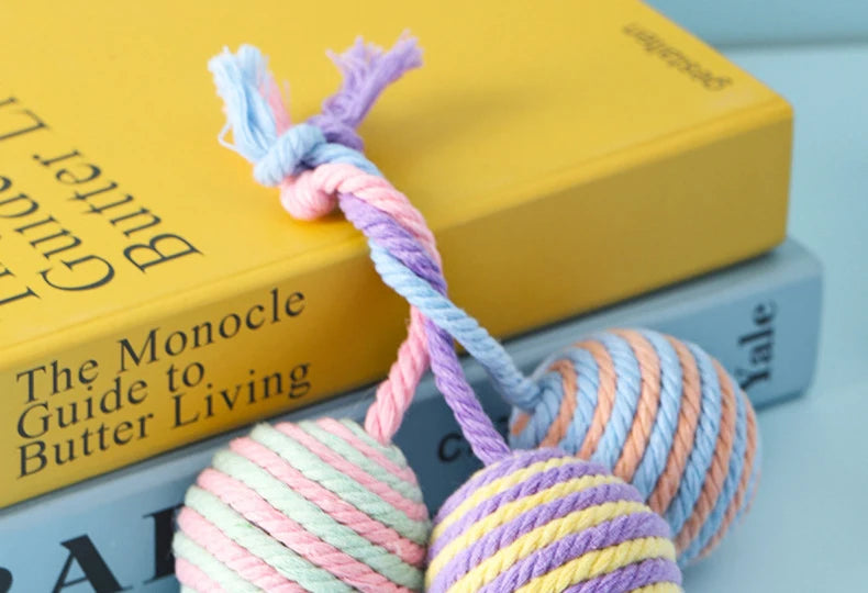 Colorful Cotton Rope Weave Ball – Interactive Teaser & Chew Toy for Cats & Dogs