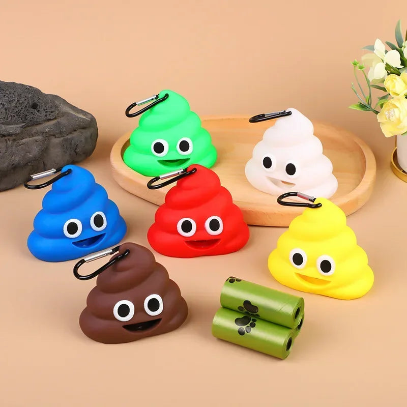 Funny Poop-Shaped Dog Waste Bag Dispenser – Portable Poop Bag Holder with Clip for Leash, Outdoor Walking & Travel