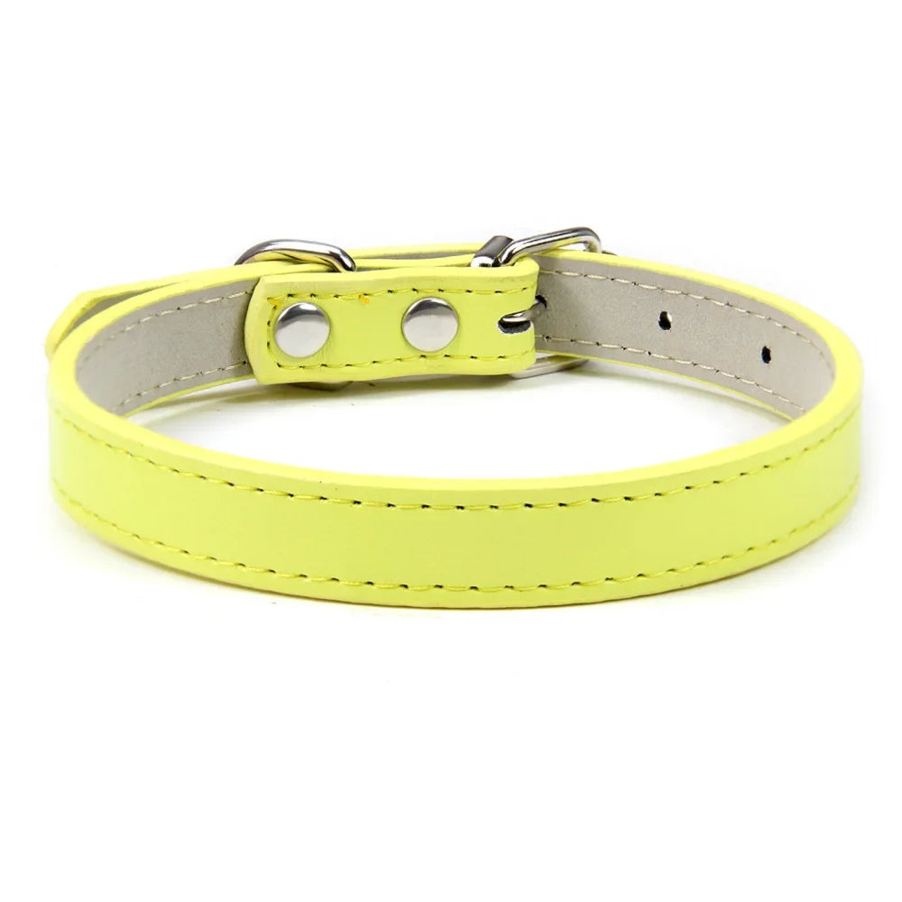 Soft Leather Adjustable Dog Collar – Safe & Stylish for Dogs and Cats