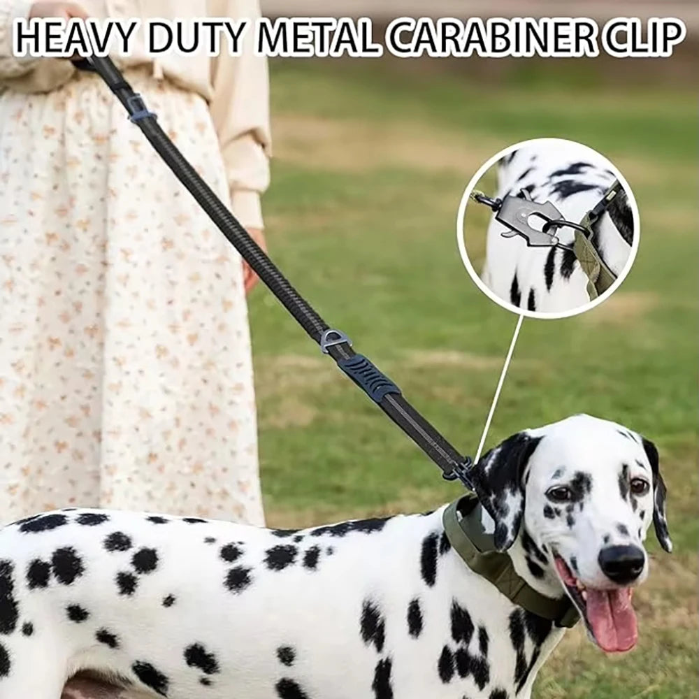 Heavy Duty Bungee Tactical Dog Leash – 2 Padded Handles, Shock-Absorbing Lead