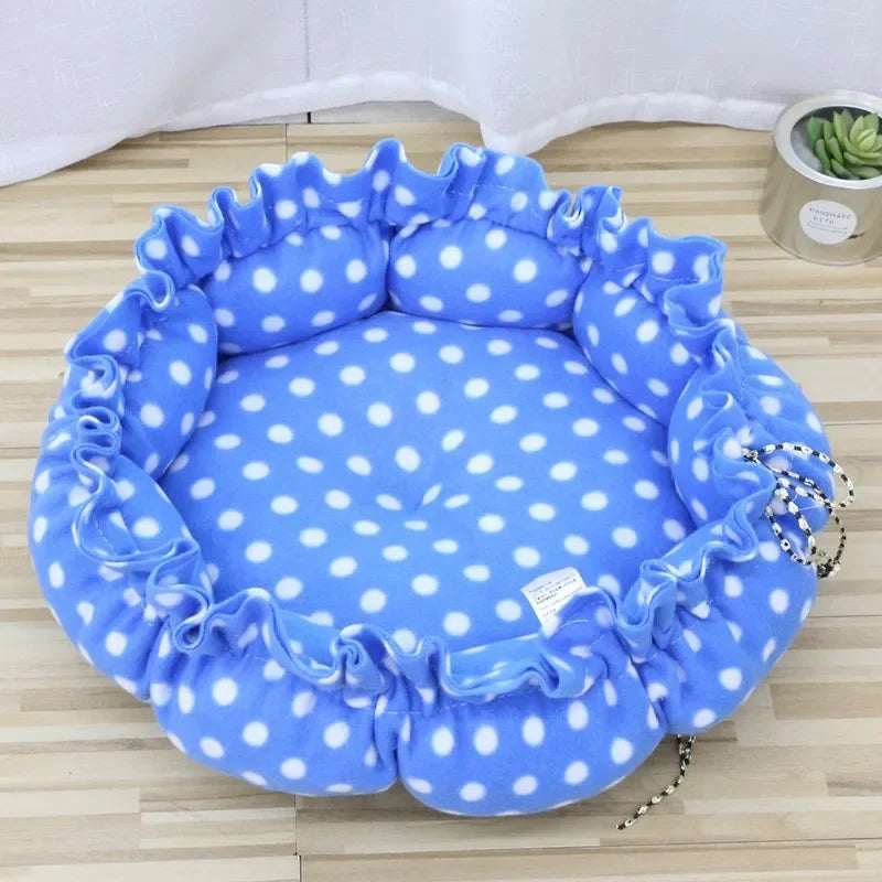 Drawstring Dual-Use Pet Bed – Adjustable Soft Nest Cushion for Cats & Small Dogs