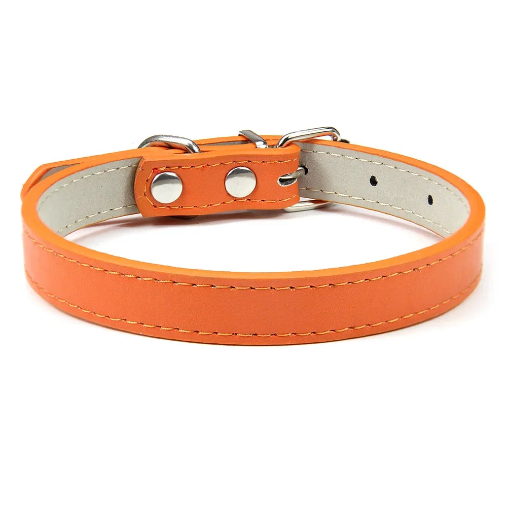 Soft Leather Adjustable Dog Collar – Safe & Stylish for Dogs and Cats