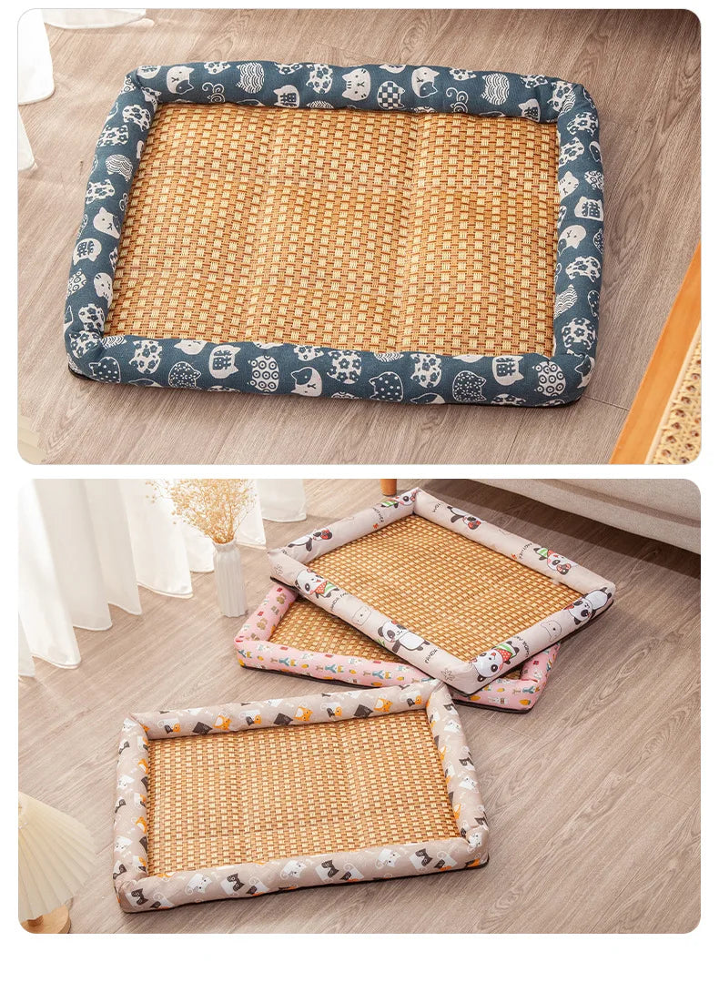 Summer Pet Cooling Mat – Lightweight Breathable Rattan Ice Nest Bed for Cats, Small Dogs & Small Animals