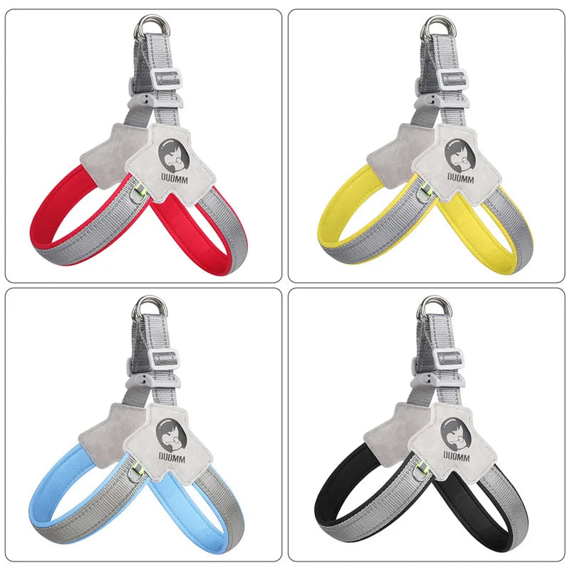 🐶 Adjustable Reflective Mesh Dog Harness – Pet Vest for Small & Large Dogs and Cats