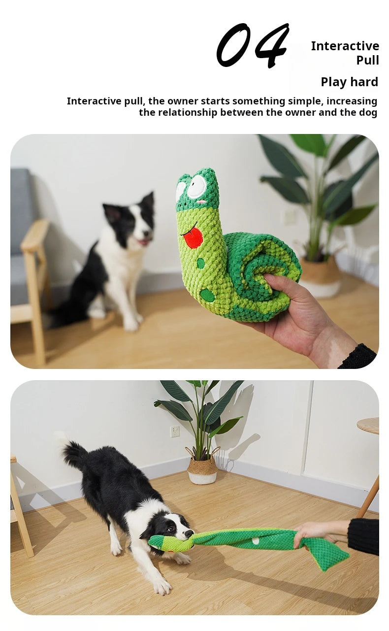 Dog Puzzle Feeder Toy – Foldable Snail Design with Squeaker