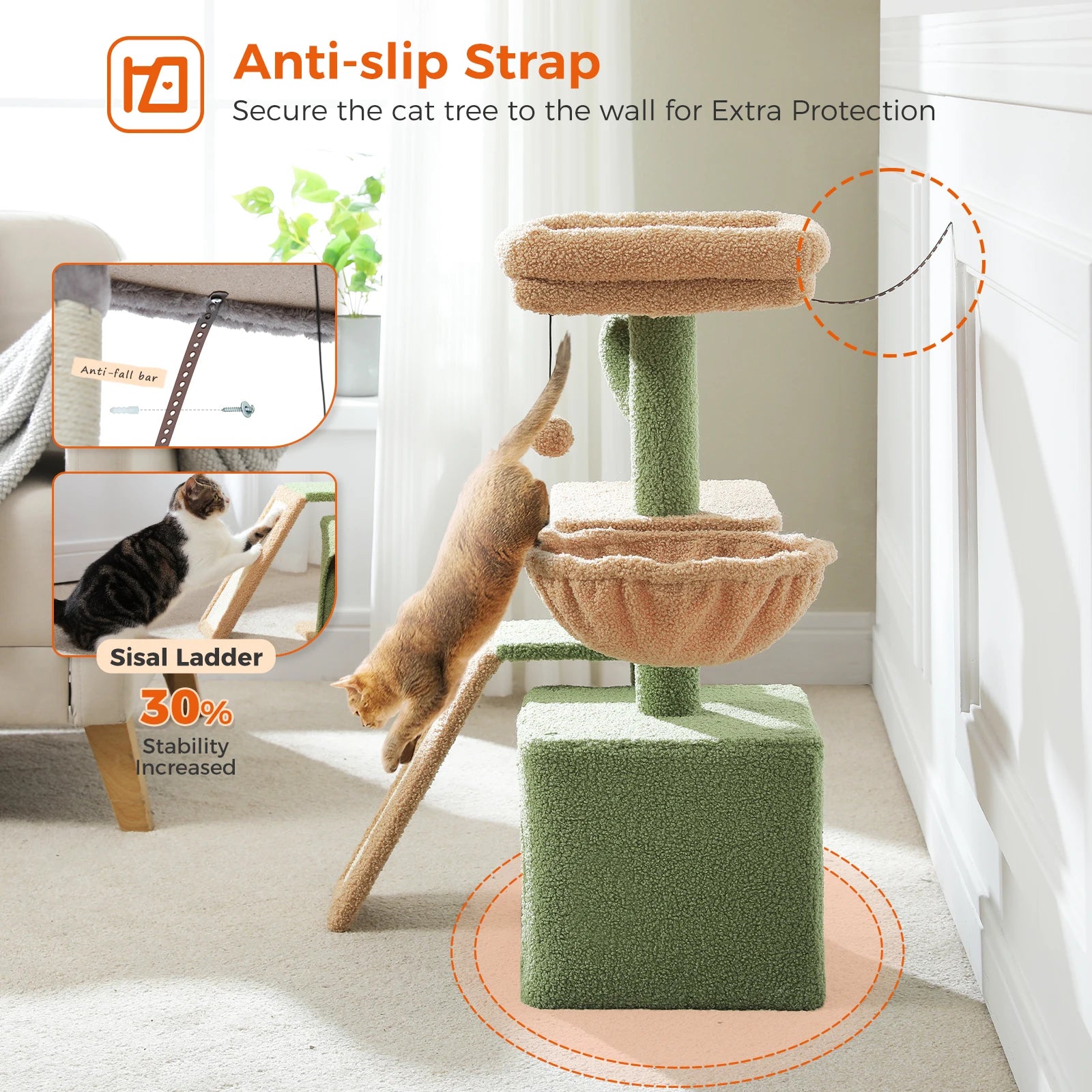 Cat Tree Tower – Scratching Posts, Hammock & Perch