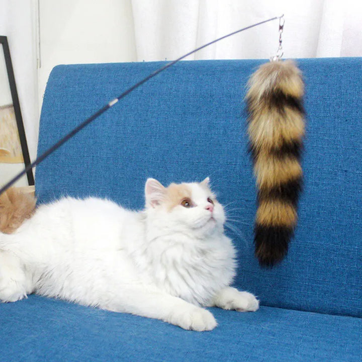 🦊 Funny Fox Hair Cat Teaser Wand – Feather Stick Toy with Replacement Head
